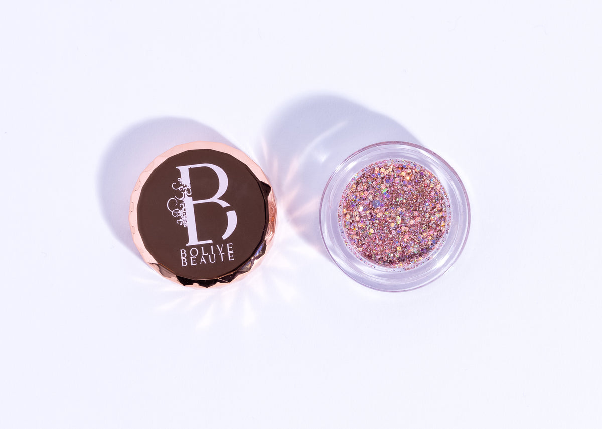 Date Night fine rose gold glitter eyeshadow by Bolive Beauté