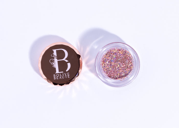 Date Night fine rose gold glitter eyeshadow by Bolive Beauté