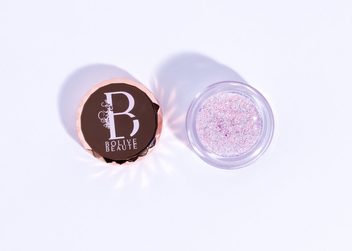 Fairy Dust iridescent pink glitter eyeshadow by Bolive Beauté