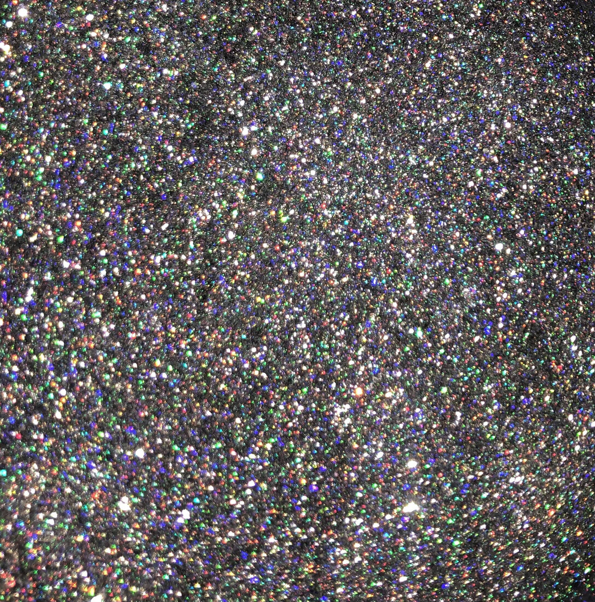 Dark Matter black loose eyeshadow pigment with rainbow holographic micro-glitter by Bolive Beauté